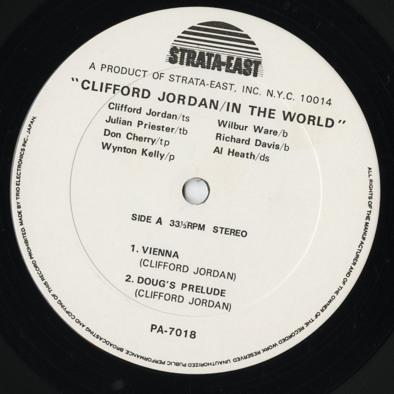 Clifford Jordan - In The World (PA-7018) 1972 JPN Strata East - Trio Records|中古LP