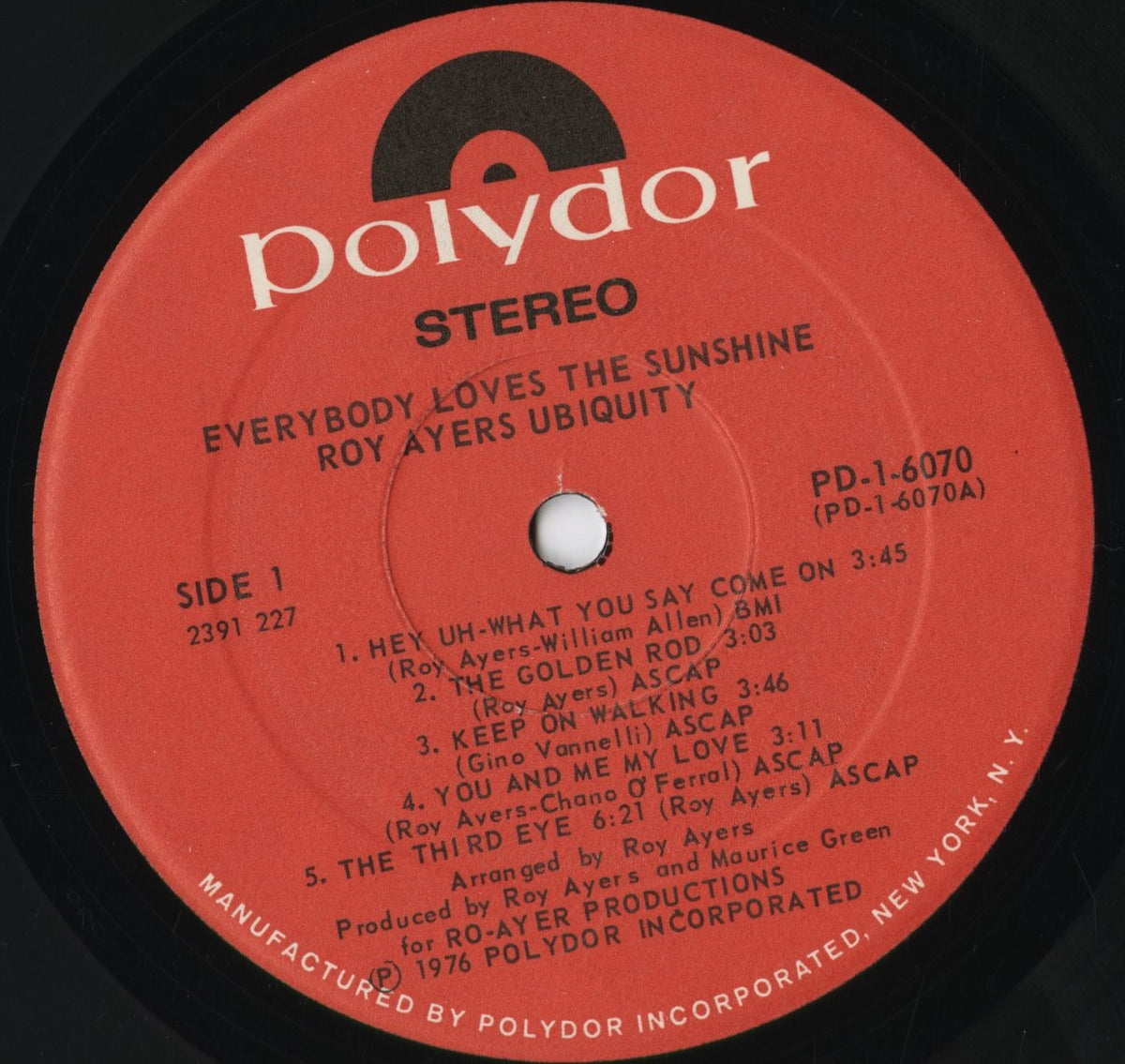 Roy Ayers - Everybody Loves The Sunshine (PD-1-6070) 1976 US Polydor|中古LP