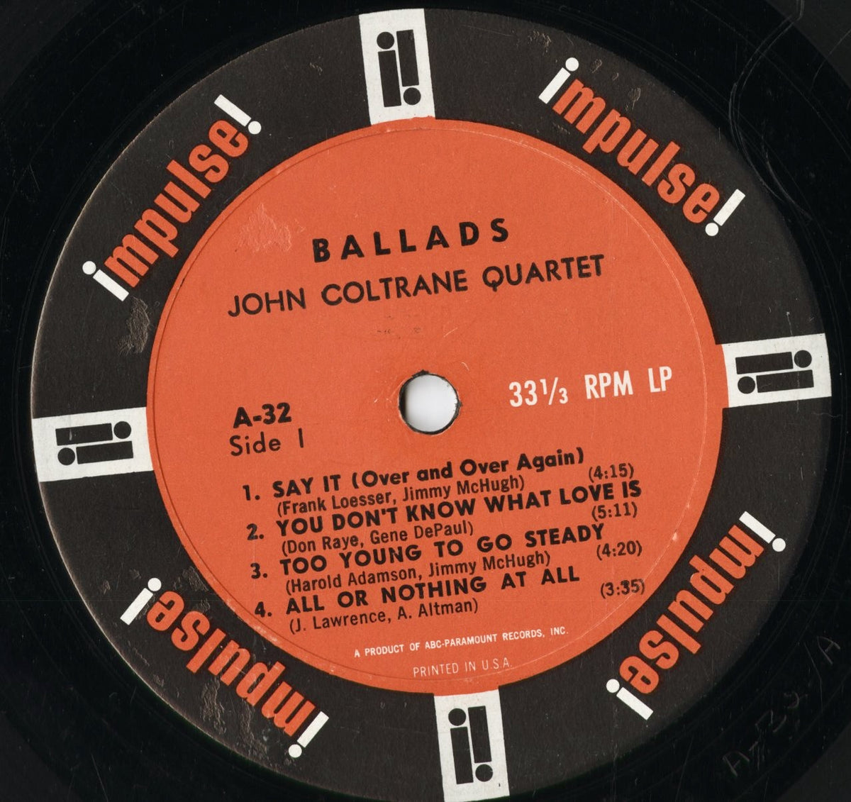John Coltrane - Ballads (A-32) 1965 US Impulse|中古LP
