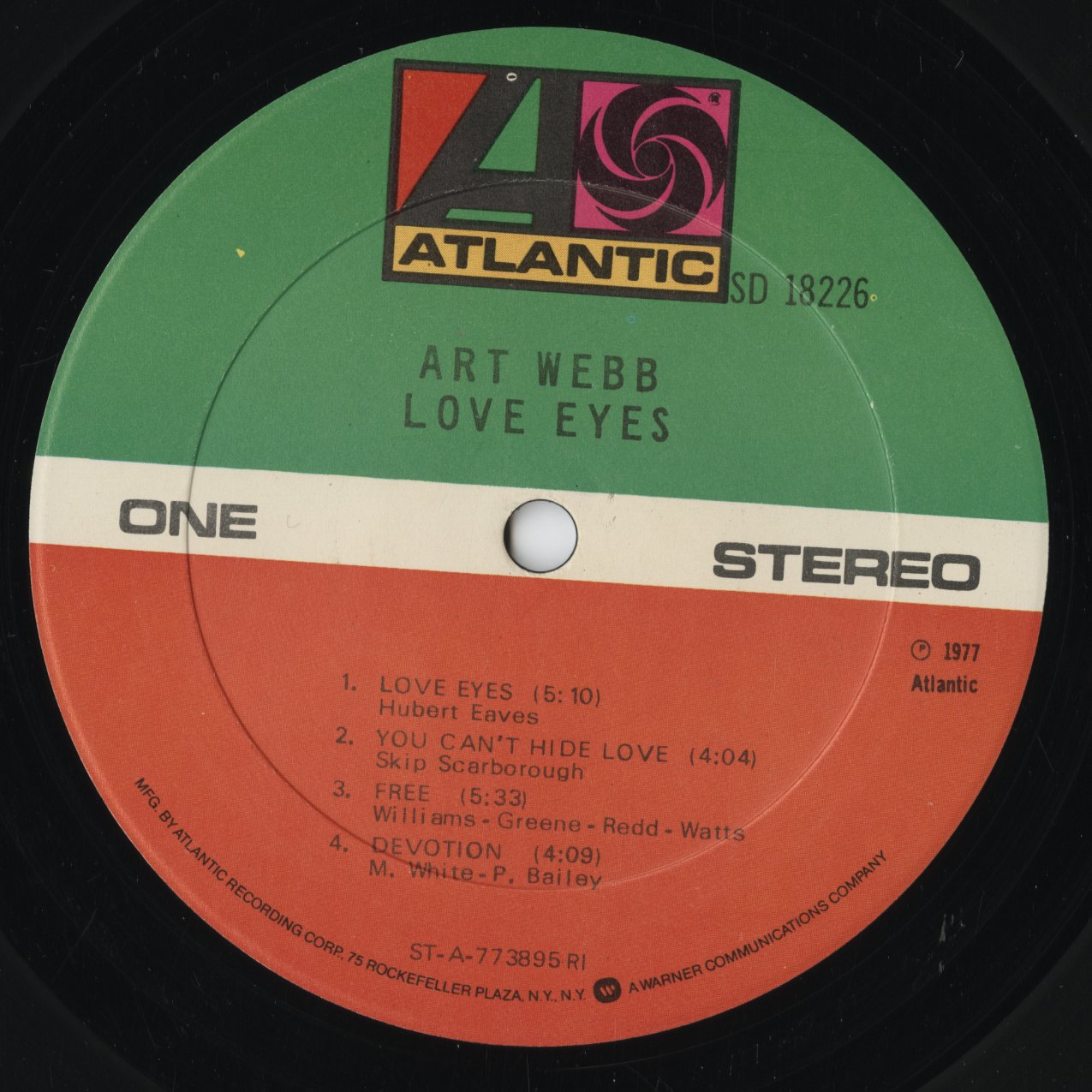 Art Webb - Love Eyes (SD 18226) LP 1977 US Atlantic|中古LP
