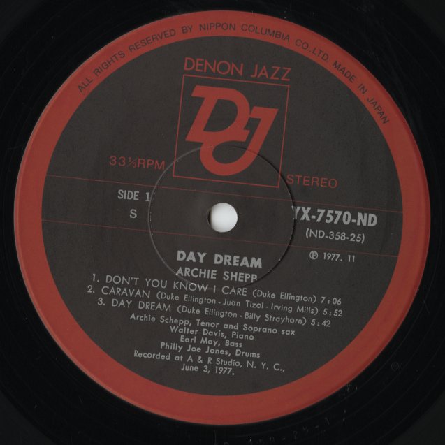 Archie Shepp - Day Dream (YX-7570-ND) Denon Jazz
label