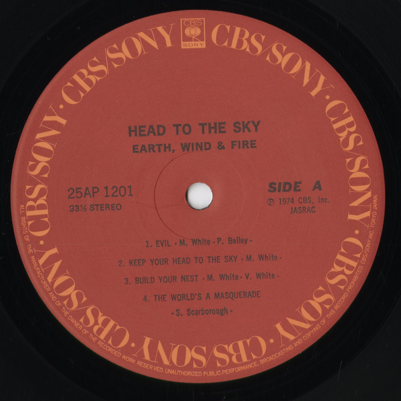 Earth, Wind & Fire - Head To The Sky (25AP 1201) 1978 JPN CBS Sony|中古LP
