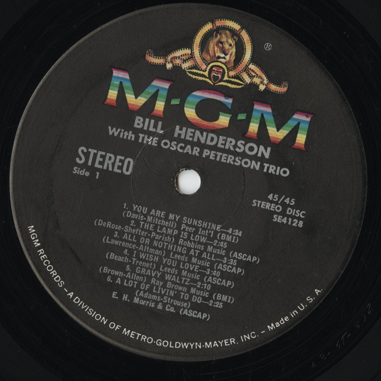 Bill Henderson - With The Oscar Peterson Trio (SE4128) LP 1963 US MGM|中古LP