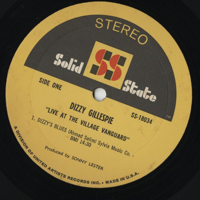 Dizzy Gillespie - Live At The Village Vanguard (SS-18034) LP 1968 US Solid State|中古LP