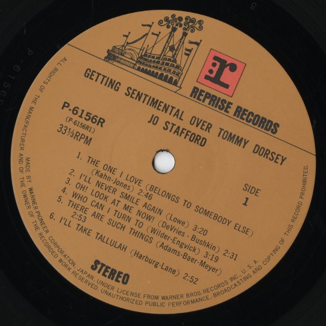 Jo Stafford / ジョー・スタッフォード / Getting Sentimental Over Tommy Dorsey (P-6156R)