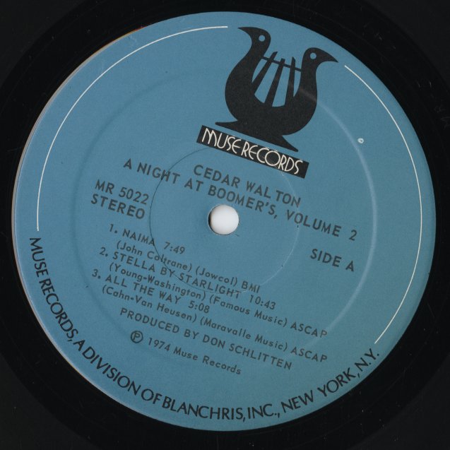 Cedar Walton - A Night At Boomers, Vol.2 (MR 5022) LP 1974 US Muse|中古LP
