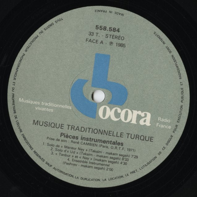 Turquie Musique Traditionnelle - Pièces Instrumentales (Ocora558584)