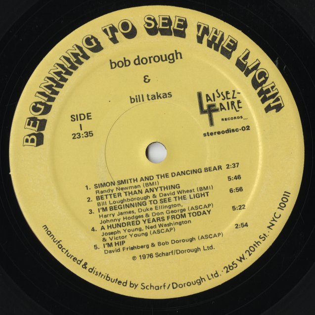 Bob Dorough - Beginning To See The Light (SD 02) LP 1976 US Laissez-Faire Records|中古LP