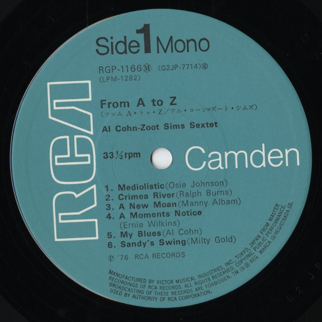 Al Cohn - Zoot Sims Sextet / アル・コーン ズート・シムズ / From A To Z (RGP-1166(M))