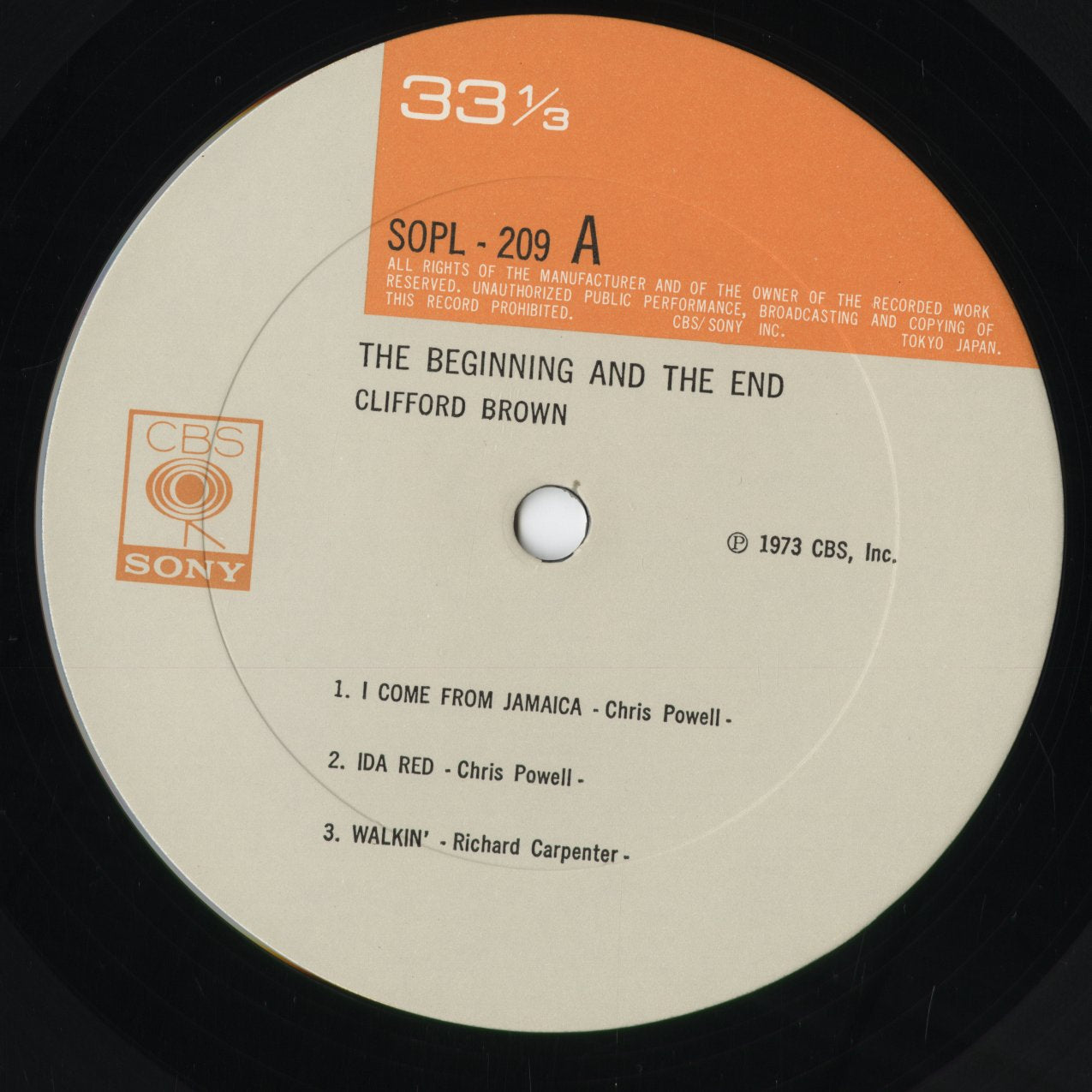 Clifford Brown - The Beginning And The End (SOPL-209) 1973 JPN CBS/Sony|中古LP