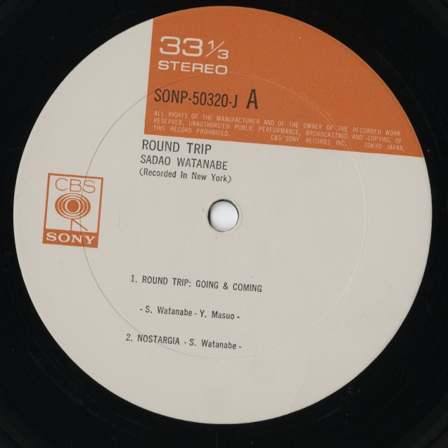 Sadao Watanabe - Round Trip (SONP 5032-J) LP 1970 JPN CBS-Sony|中古LP)