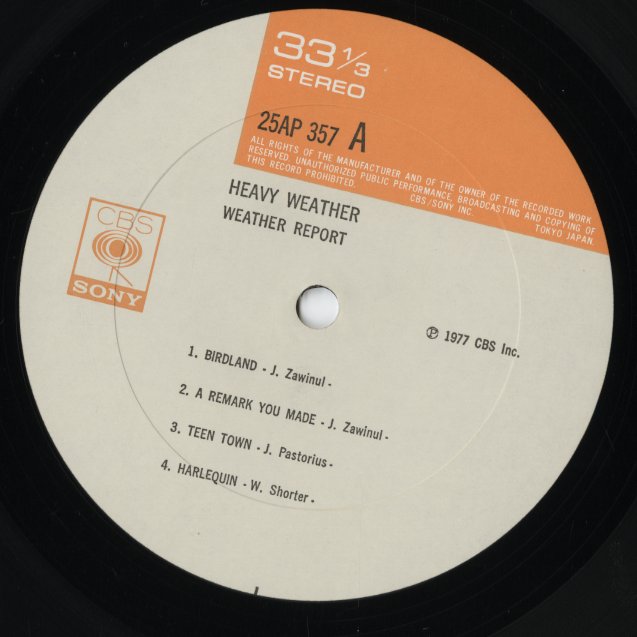 Weather Report - Heavy Weather (25AP357) LP 1977 JPN CBS Sony|中古LP