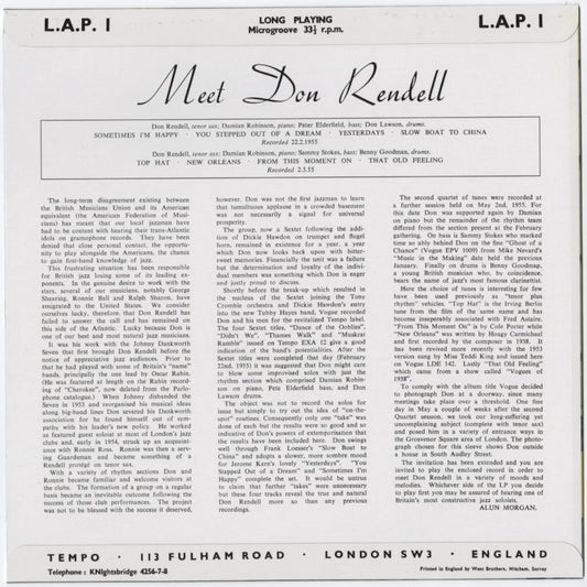 Don Rendell / ドン・レンデル / Meet Don Rendell -10 (LAP1)
