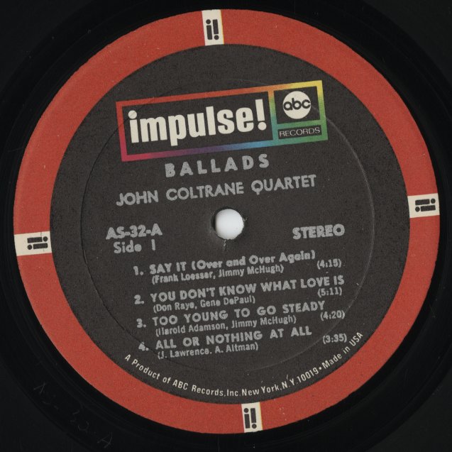 John Coltrane - Ballads (AS-32) LP 1968 US Impulse|中古LP