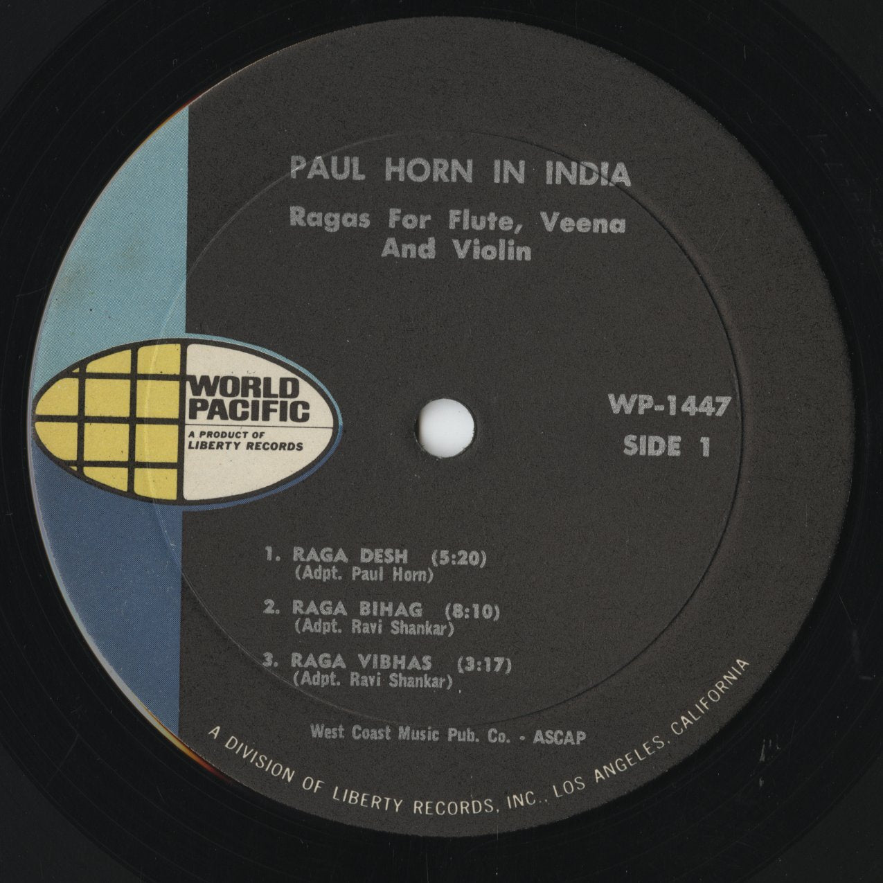 Paul Horn - In India (WP-1447) LP MONO 1967 US World Pacific|中古LP