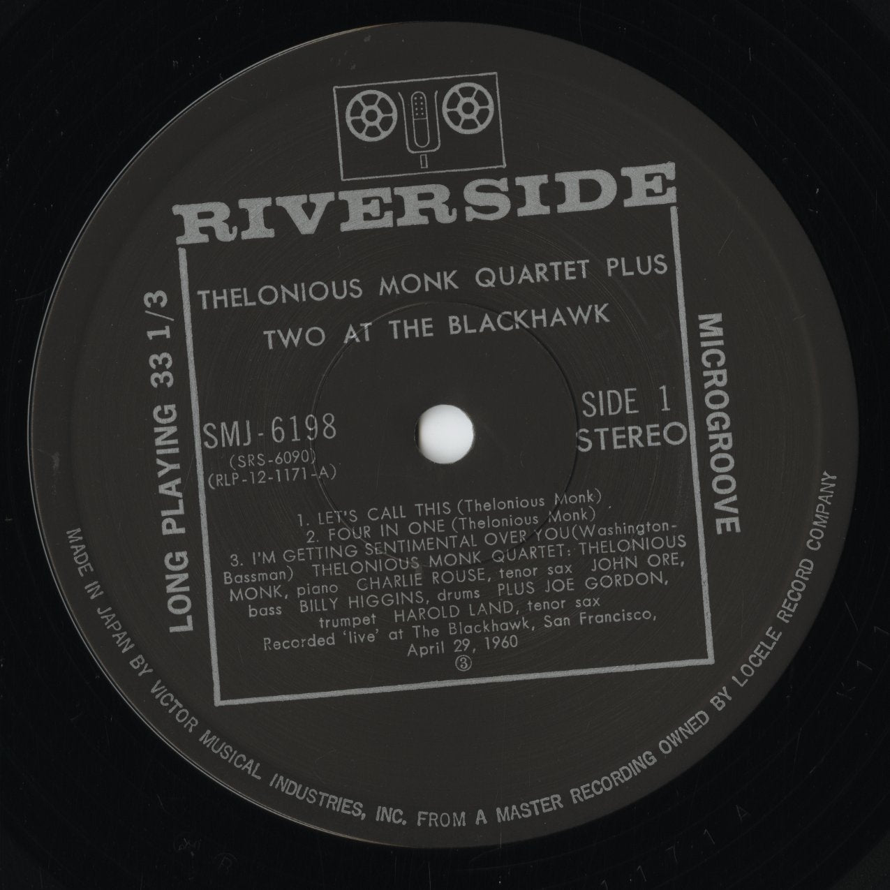 Thelonious Monk Quartet Plus Two - At The Blackhawk (SMJ-6198) LP 1977 JPN Riverside|中古LP