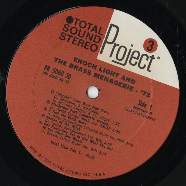 Enoch Light / イノック・ライト / The Brass Menagerie 1973 (PR5060QD)