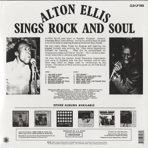 Alton Ellis - Sings Rock & Soul (CLD-LP 7013) 2023 US Studio One|新品LP アルトン・エリス back
