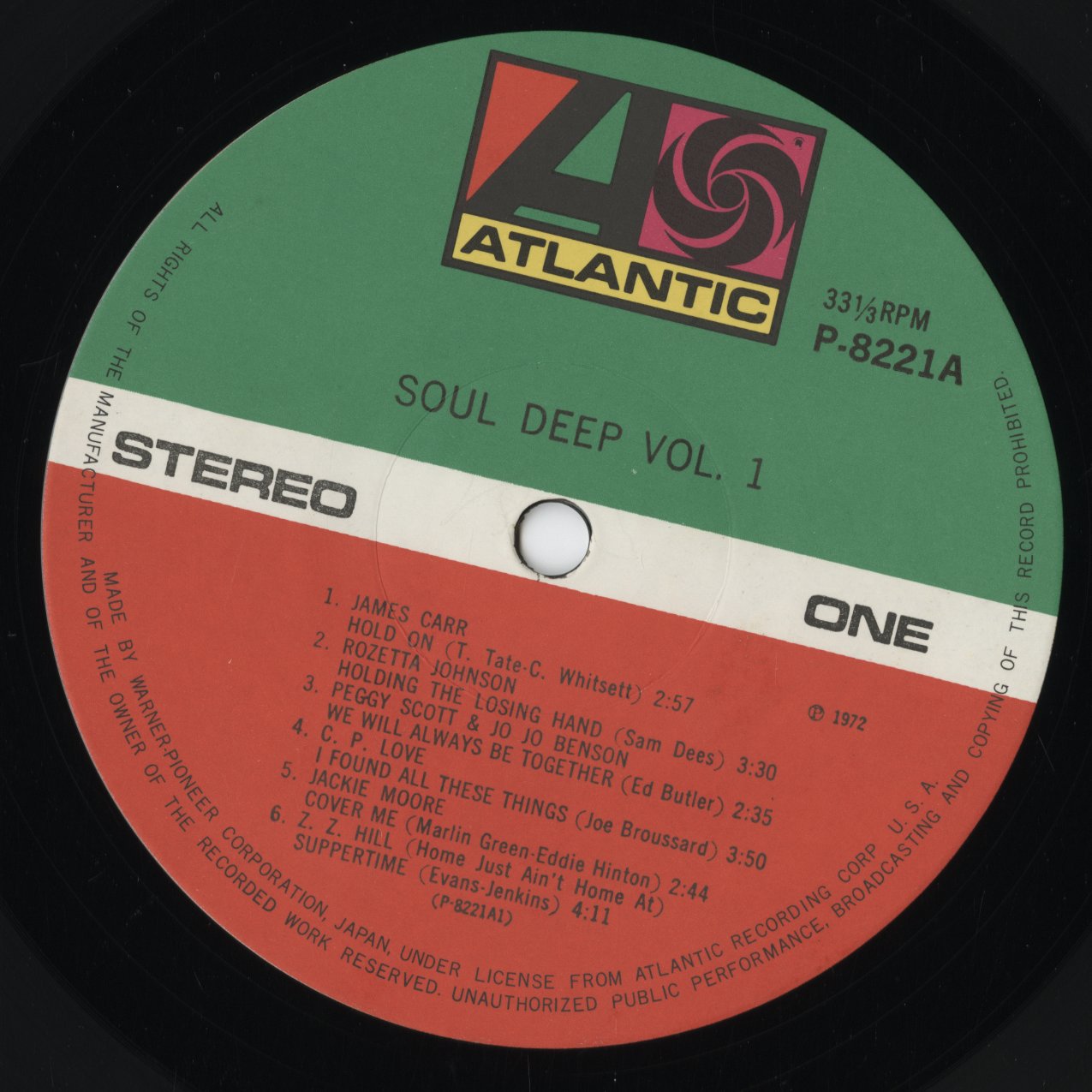 V.A. – Soul Deep Vol.1 (P-8221A) LP 1972 JPN Atlantic / Warner Pioneer|中古LP