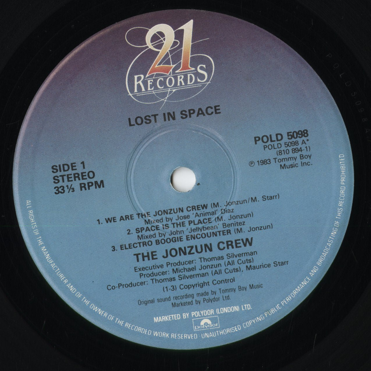 Jonzun Crew - Lost In Space (POLD5098) 1983 UK 21 Records|中古LP