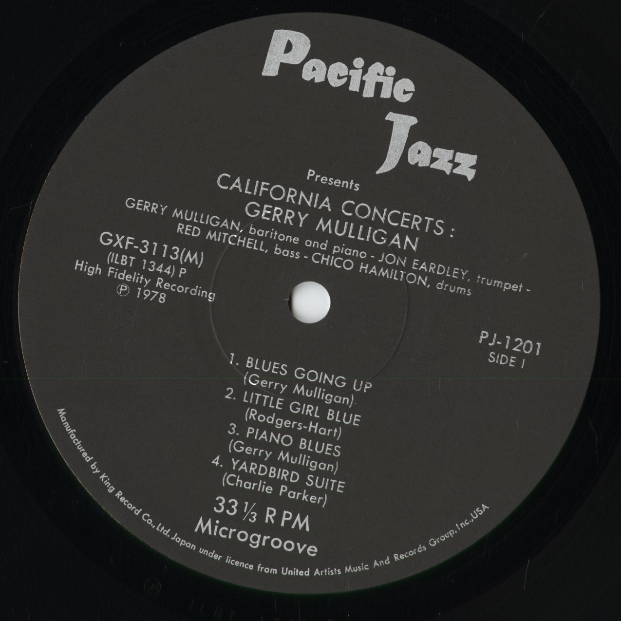 Gerry Mulligan - California Concerts (GXF 3113(M)) 1978 JPN Pacific Jazz|中古LP