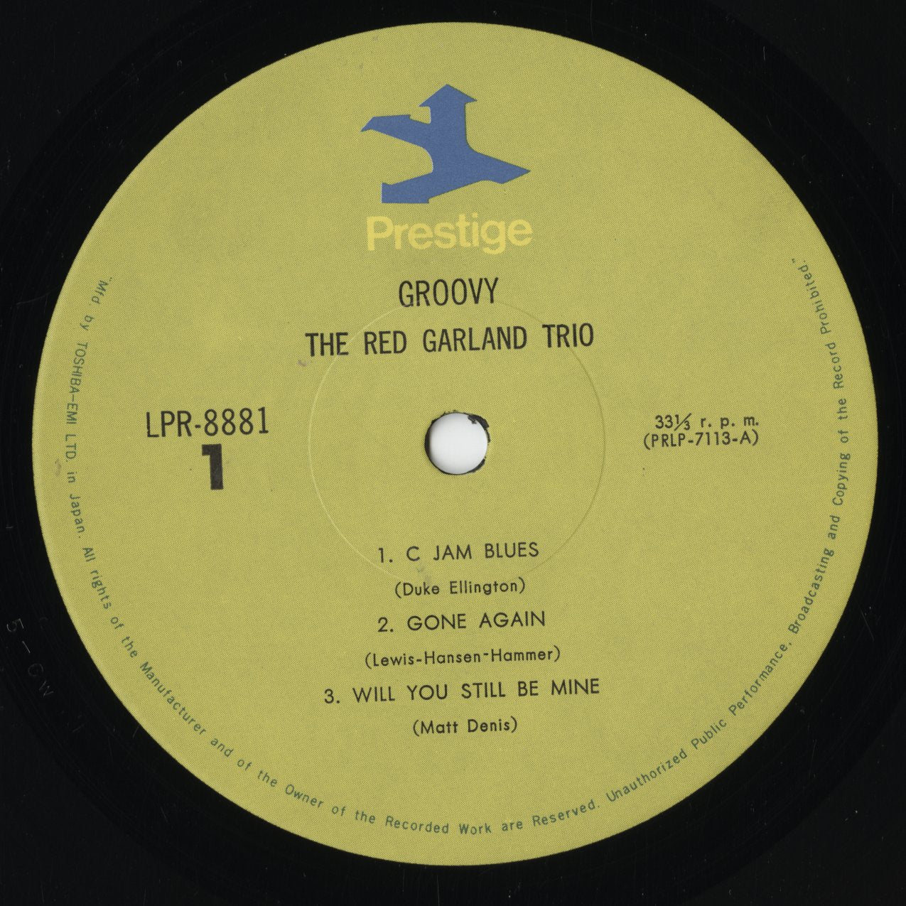 Red Garland - Groovy (LPR-8881) LP 1973 JPN Prestige|中古LP レッド・ガーランド label
