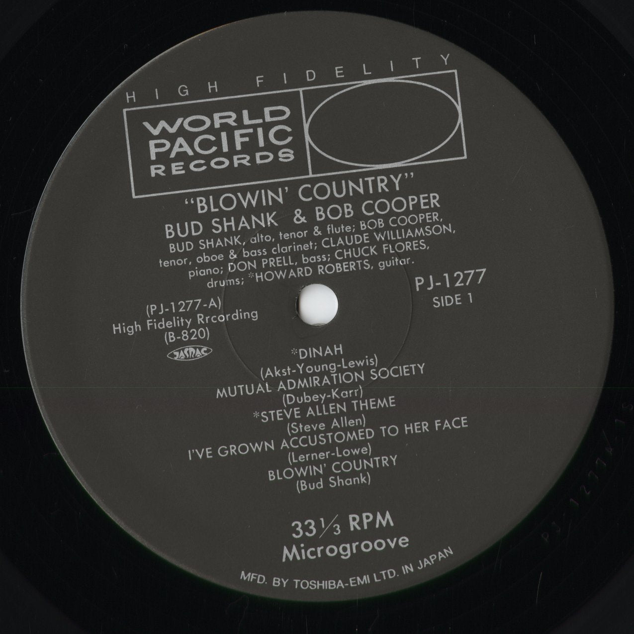 Bud Shank And Bob Cooper - Blowin' Country (PJ-1277) 1992 JPN Pacific Jazz|中古LP