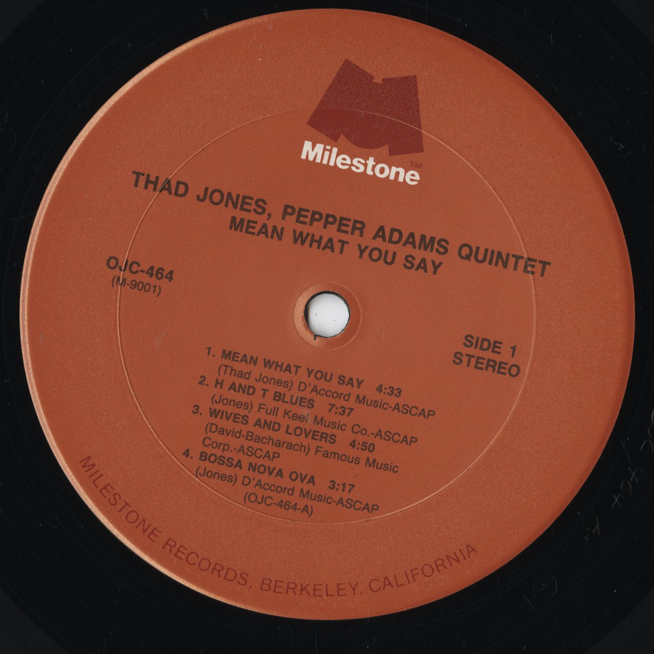 Thad Jones / Pepper Adams Quintet - Mean What You Say (OJC-464) LP 1990 US OJC / Milestone|中古LP)