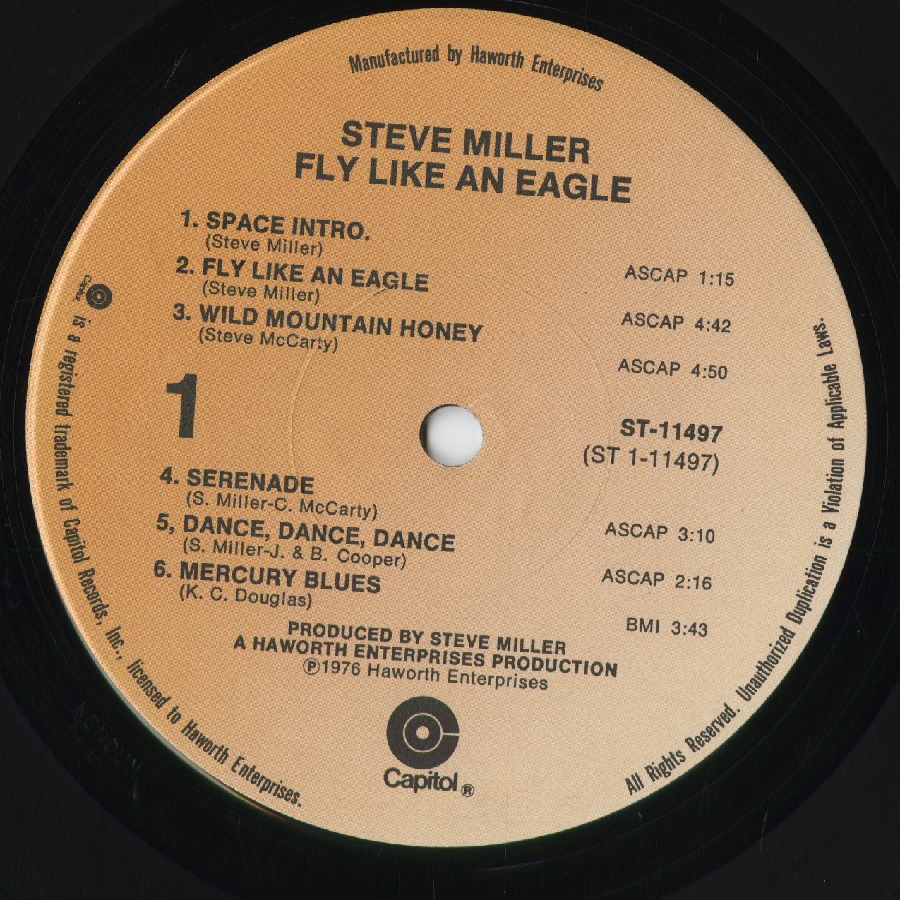 Steve Miller Band - Fly Like An Eagle (ST-511497) 1976 US Capitol|中古LP
