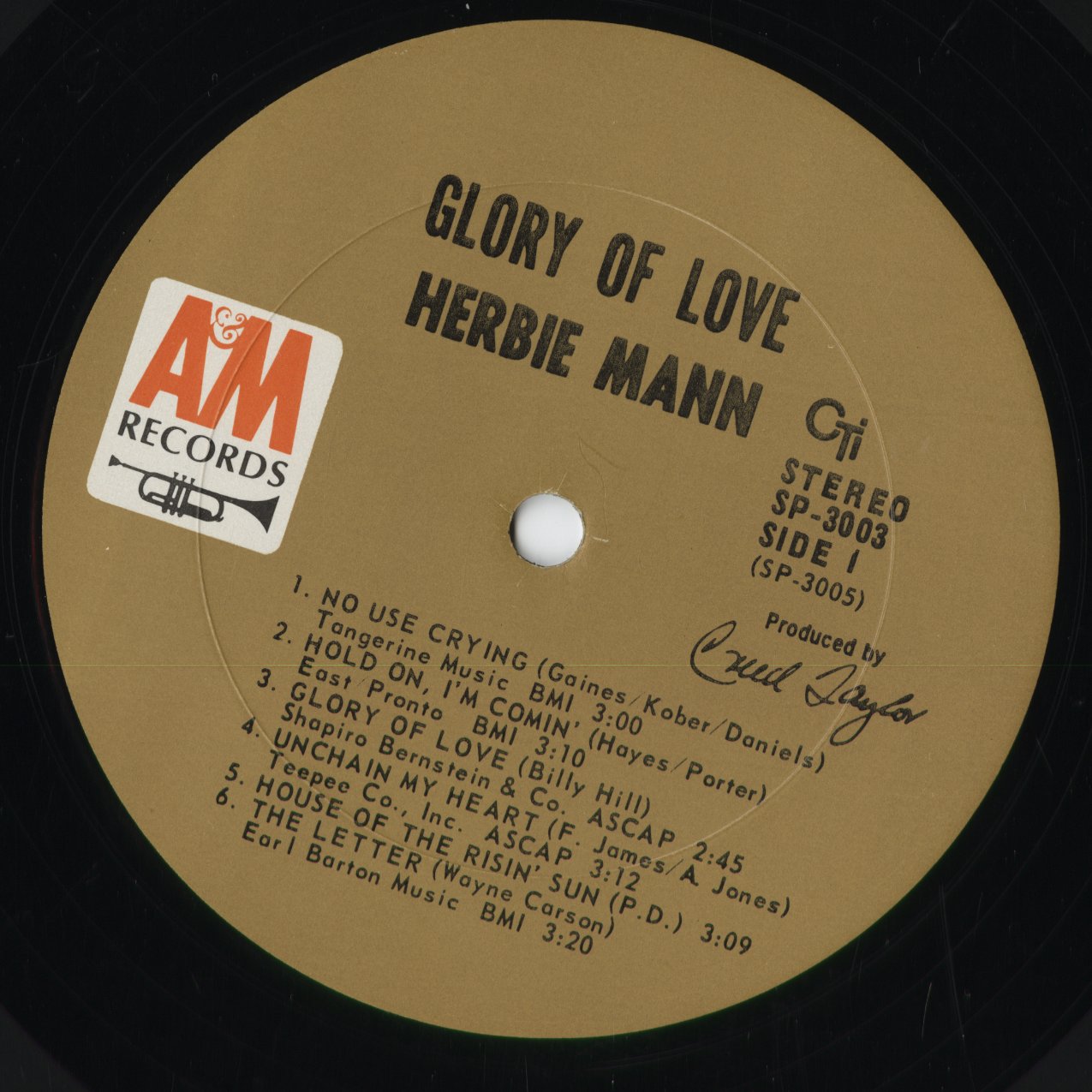 Herbie Mann - Glory of Love (SP 3003) 1968 US A&M - CTI|中古LP