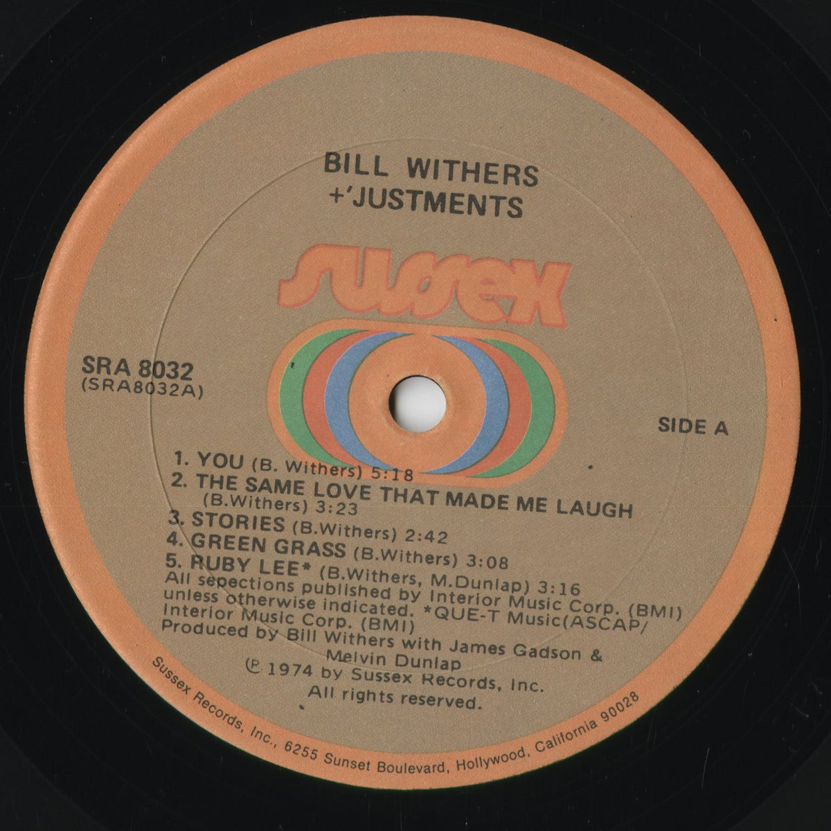 Bill Withers - +'Justments (SRA 8032) LP 1974 US Sussex|中古LP