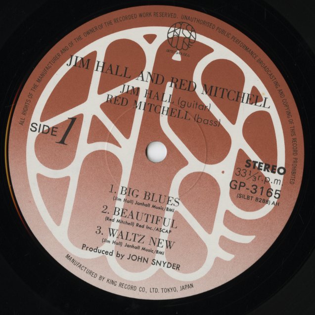 Jim Hall - Red Mitchell / ジム・ホール - レッド・ミッチェル / Live at Sweet Basil (GP3165)
