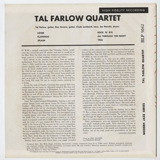 Tal Farlow / タル・ファーロウ / Tal Farlow Quartet -10 (BLP 5042) 1975 US Blue Note - United Artists
