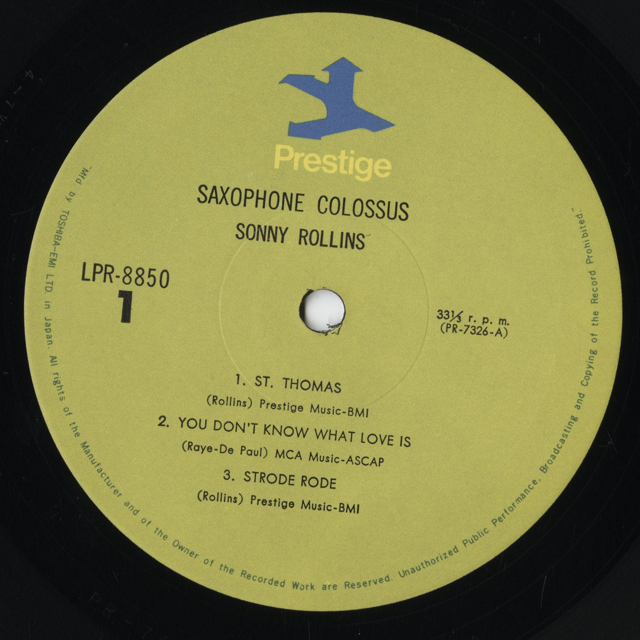 Sonny Rollins - Saxophone Colossus (LPR-8850) 1973 JPN Prestige|中古LP