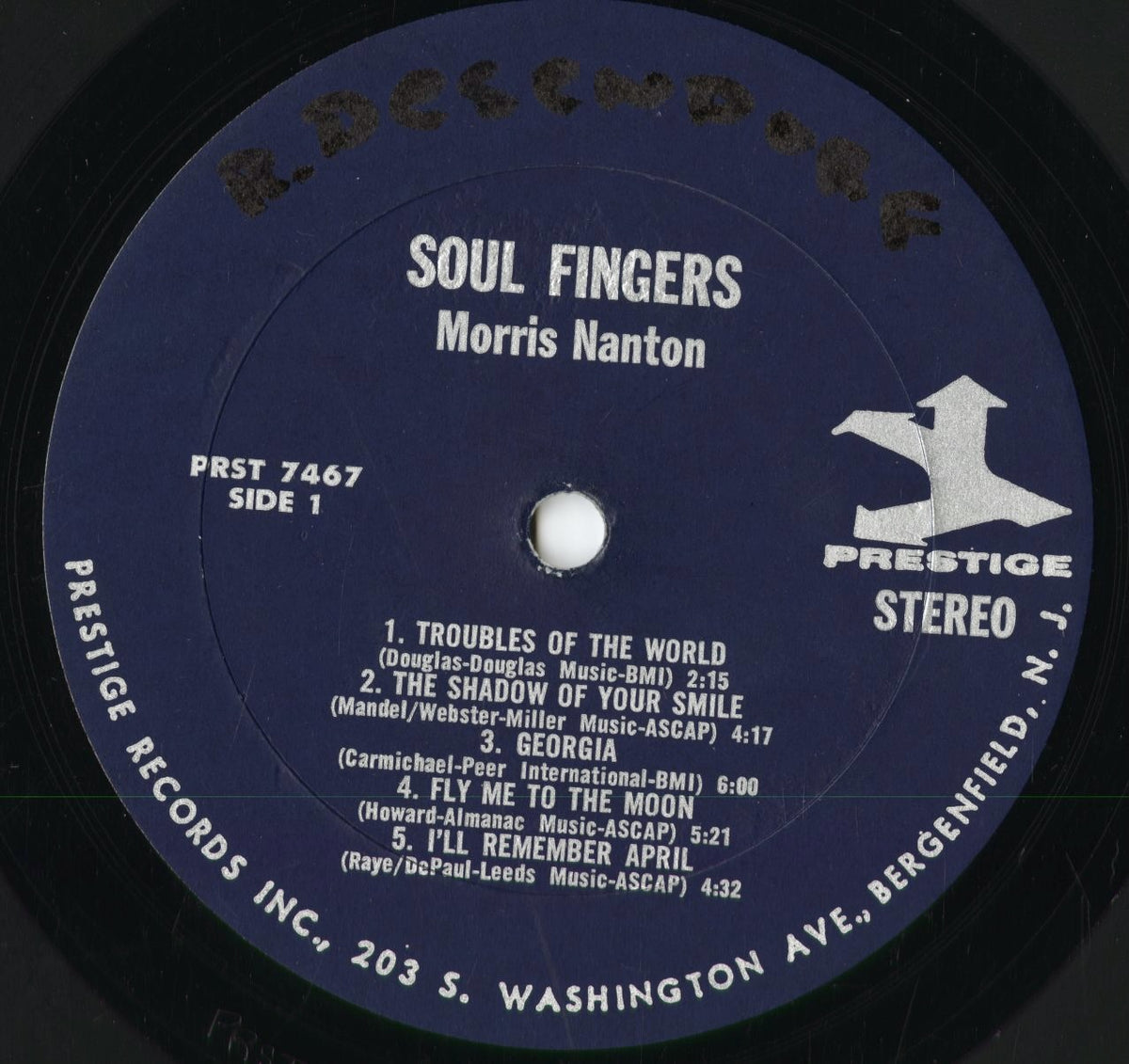 Morris Nanton – Soul Fingers (PRST 7467) 1967 US Prestige|中古LP