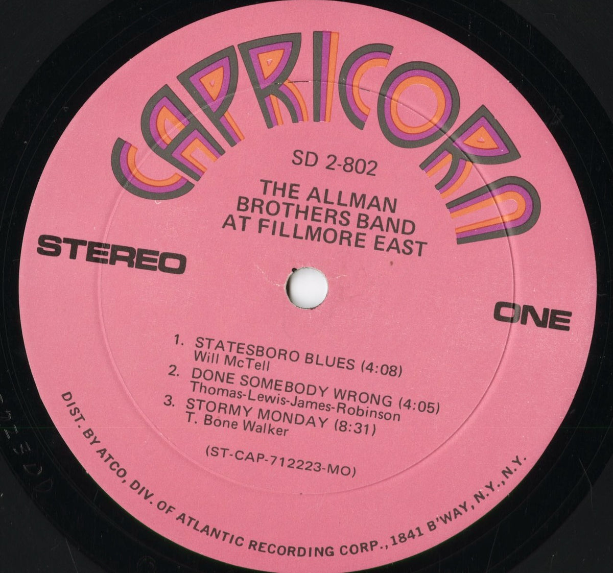 The Allman Brothers Band - At Fillmore East (SD 2-802) 1971 US Capricorn|中古LP