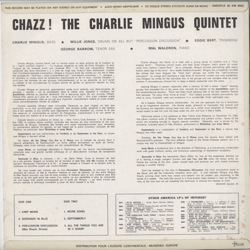 The Charlie Mingus Quintet - Chazz! (30 AM 6052) LP 1972 FRA America Records|中古LP