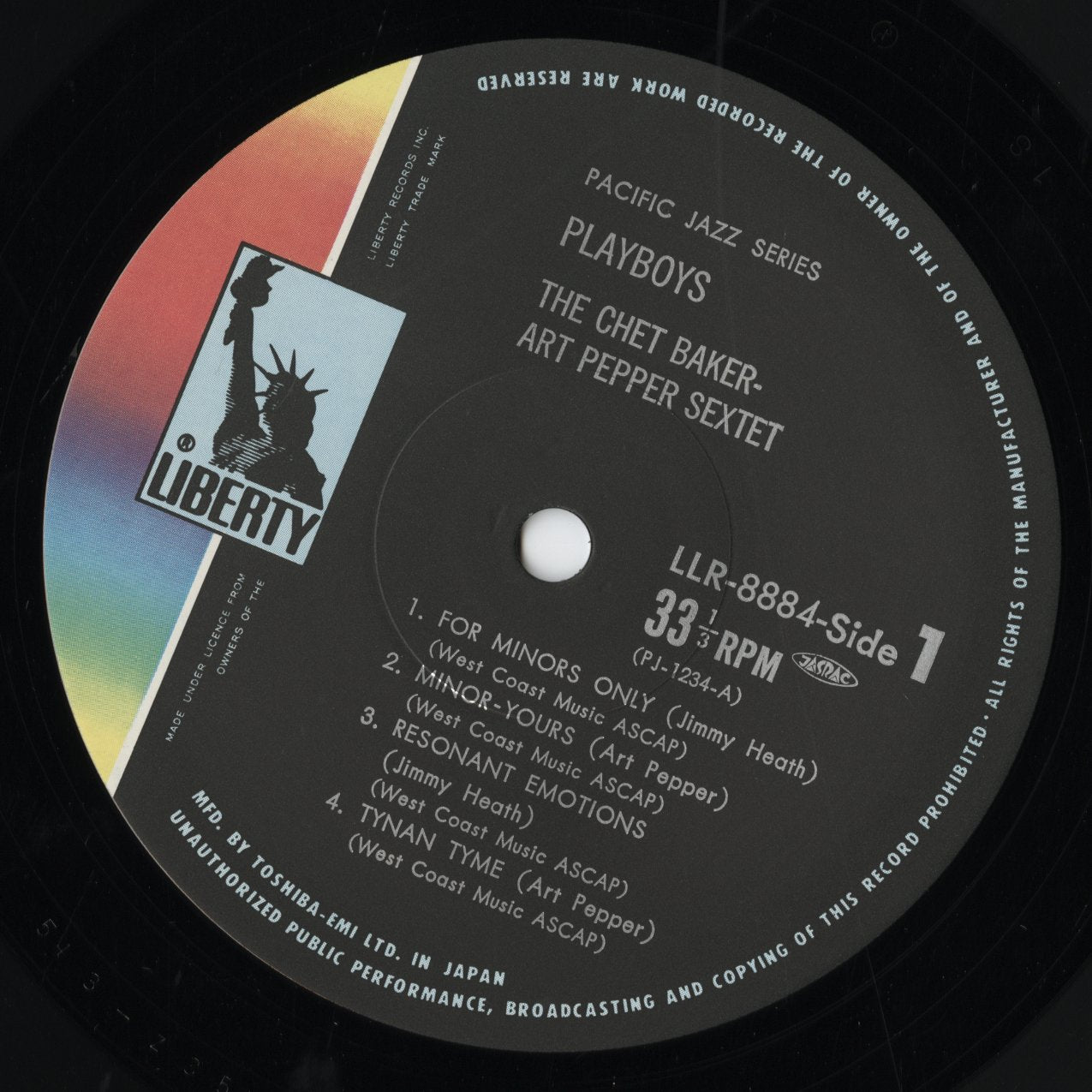 Chet Baker & Art Pepper / チェット・ベイカー アート・ペッパー / Playboys (LLR-8884)