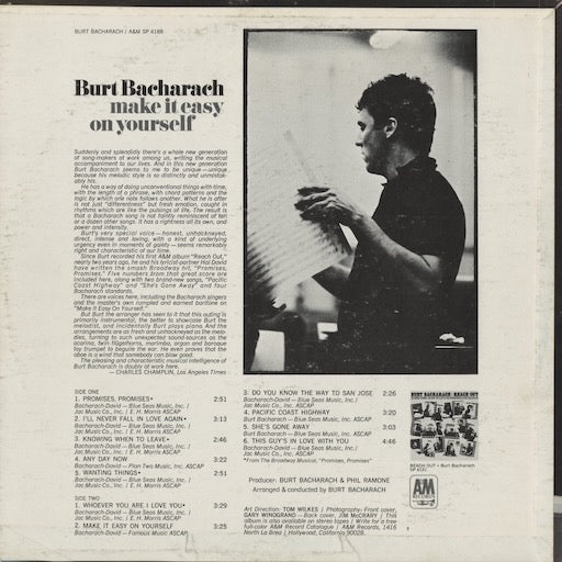 Burt Bacharach - Make It Easy On Yourself (SP4188) 1970 US A&M|中古LP