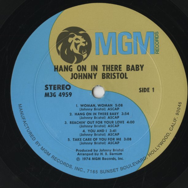 Johnny Bristol / ジョニー・ブリストル / Hang On In There Baby (M3G 4959)