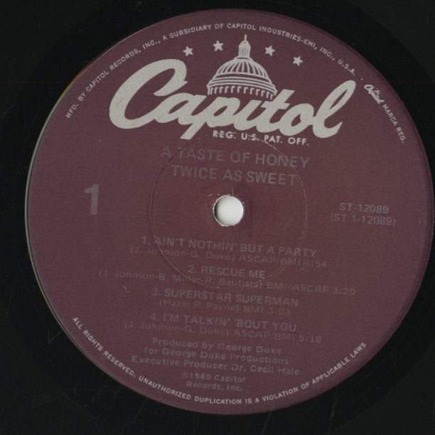 A Taste Of Honey / ア・テイスト・オブ・ハニー / Twice As Sweet (ST12089)