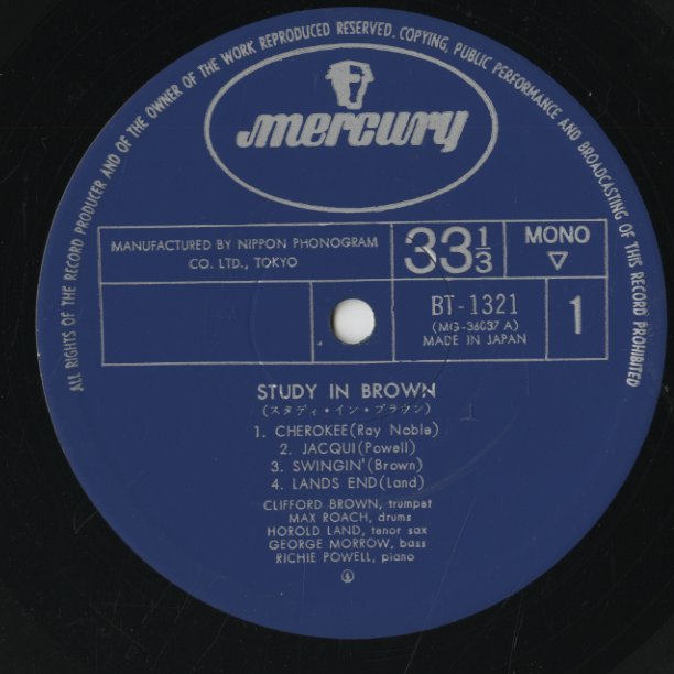 Clifford Brown and Max Roach / クリフォード・ブラウン, マックス・ローチ / Study In Brown (BT-1321)