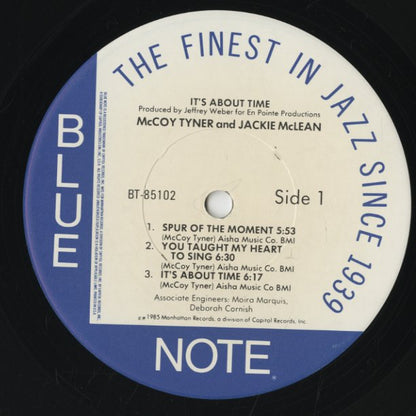 McCoy Tyner & Jackie McLean / マッコイ・タイナー&ジャッキー・マクリーン / It's About Time (BT85102)