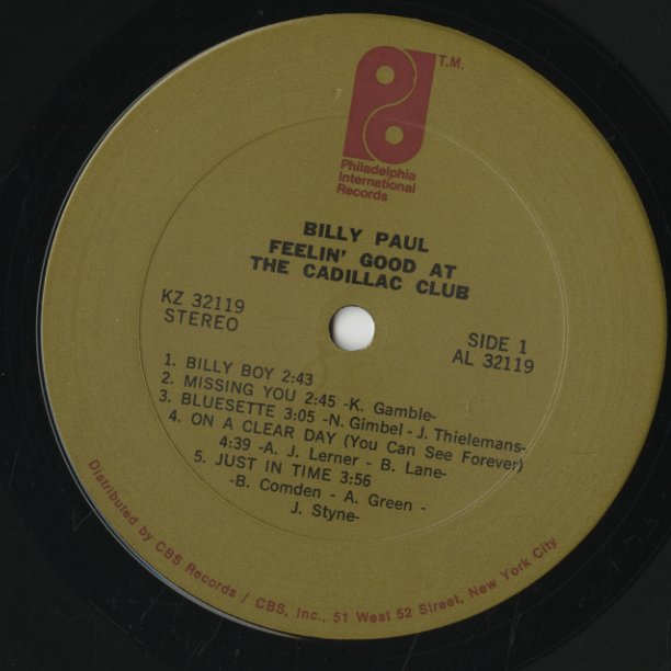 Billy Paul / ビリー・ポール / Feelin' Good At The Cadillac Club (KZ 32119)