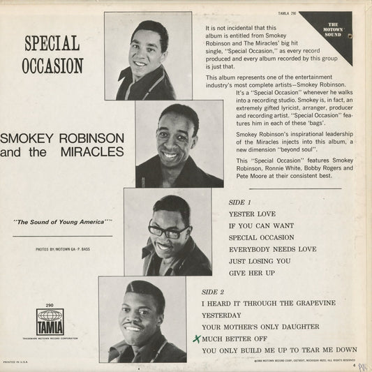 Smokey Robinson & The Miracles - Special Occasion (TS 290) 1968 US TAMLA|中古LP