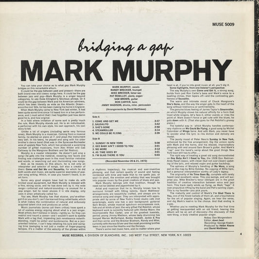 Mark Murphy - Bridging A Gap (MR 5009) 1973 US Muse|中古LP