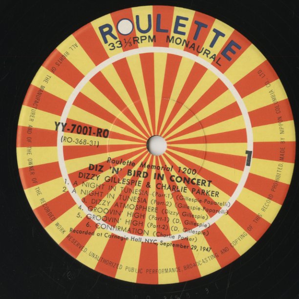 Dizzy Gillespie - Charlie Parker / ディジー・ガレスピー チャーリー・パーカー / Diz 'N' Bird In Concert (YY-7001-RO)