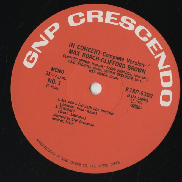 Max Roach And Clifford Brown / マックス・ローチ クリフォード・ブラウン / In Concert -Complete Version- (K18P6300)