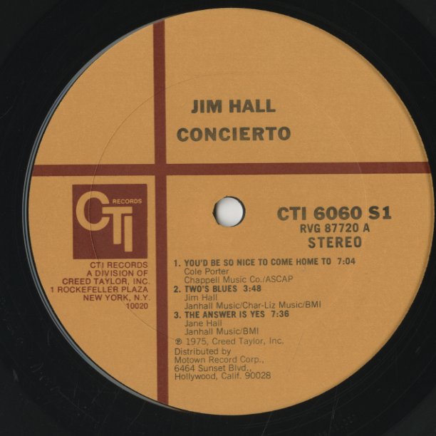 Jim Hall / ジム・ホール / Concierto (CTI 6060 S1)