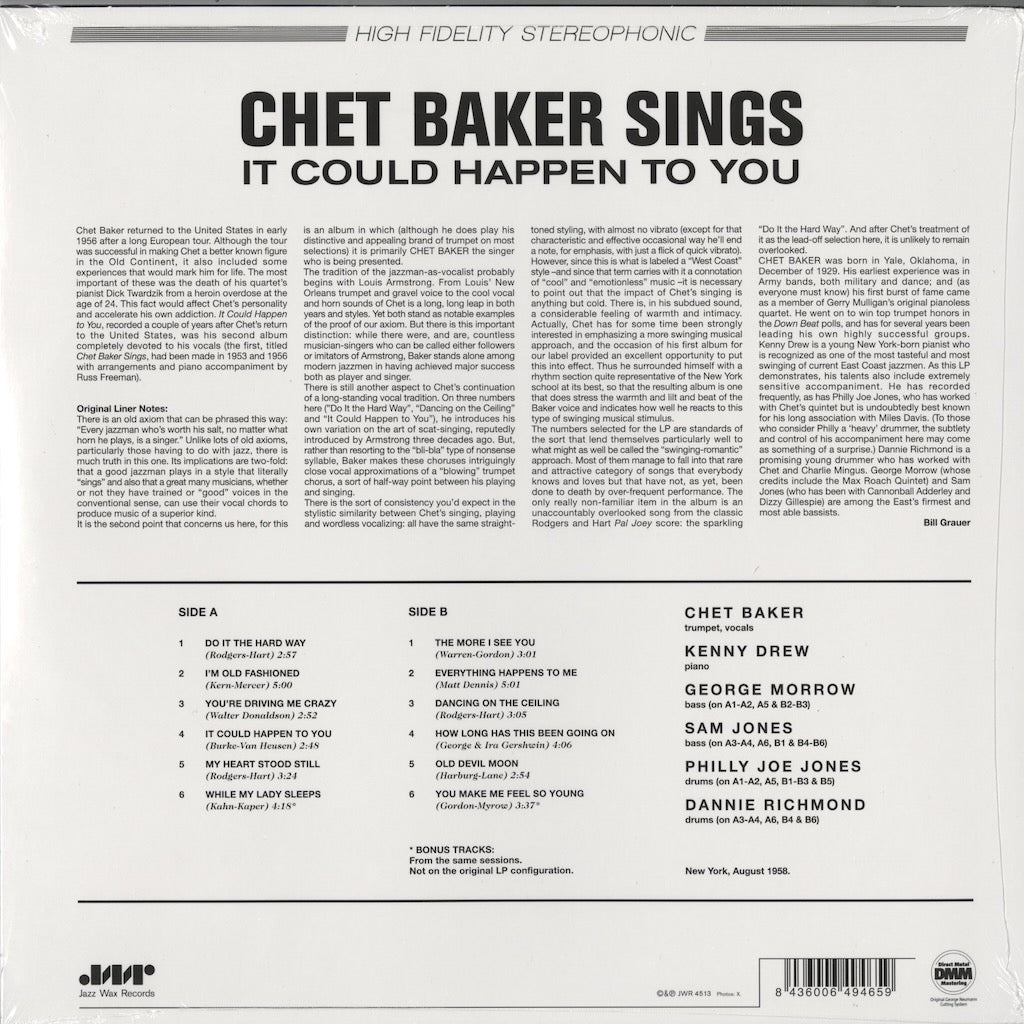 Chet Baker / チェット・ベイカー / It Could Happen To You (180g)
